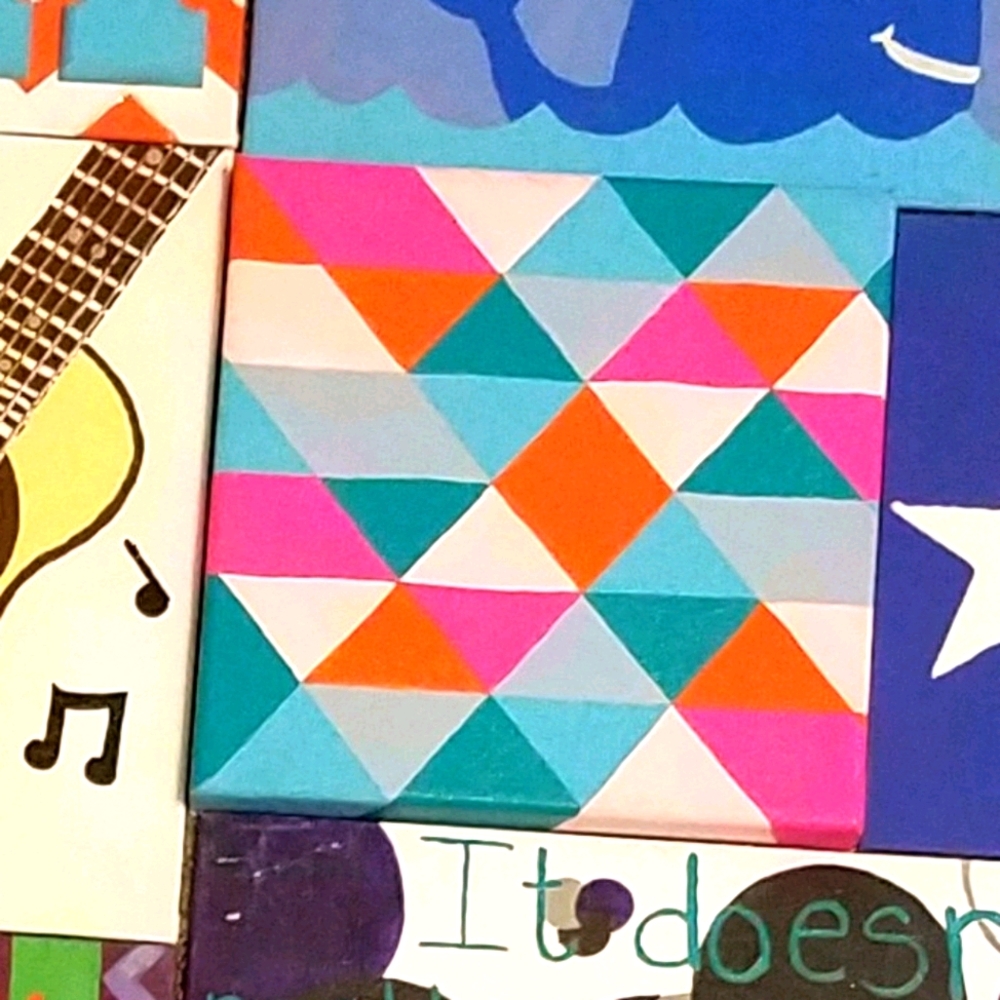 Colorful Hand painted canvas | geometric | abstract